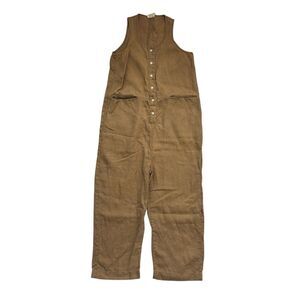 Beaton Linen Olive Brown Linen Jumpsuit Romper
